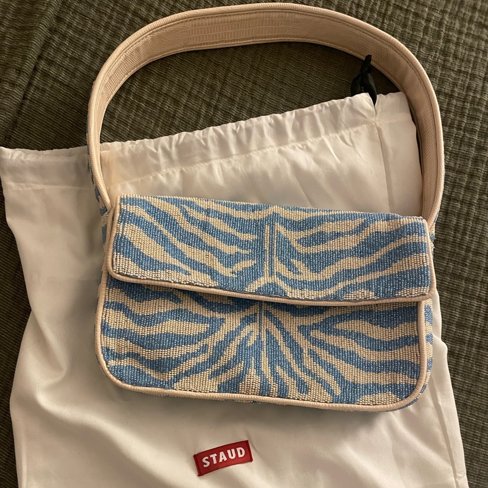 Staud Beaded Shoulder Bag Zebra